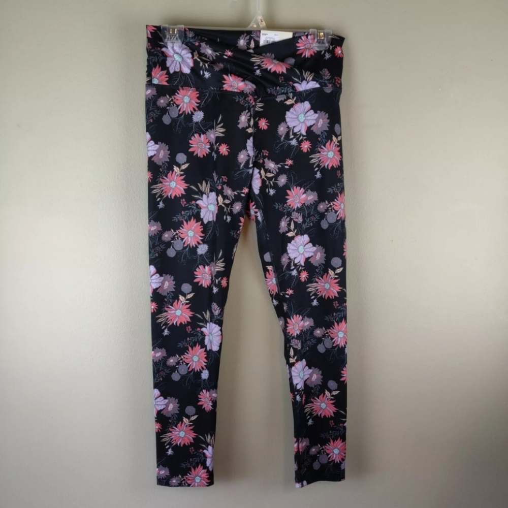 SO Black, Coral, Gray Floral Print Yoga Leggings Size XS